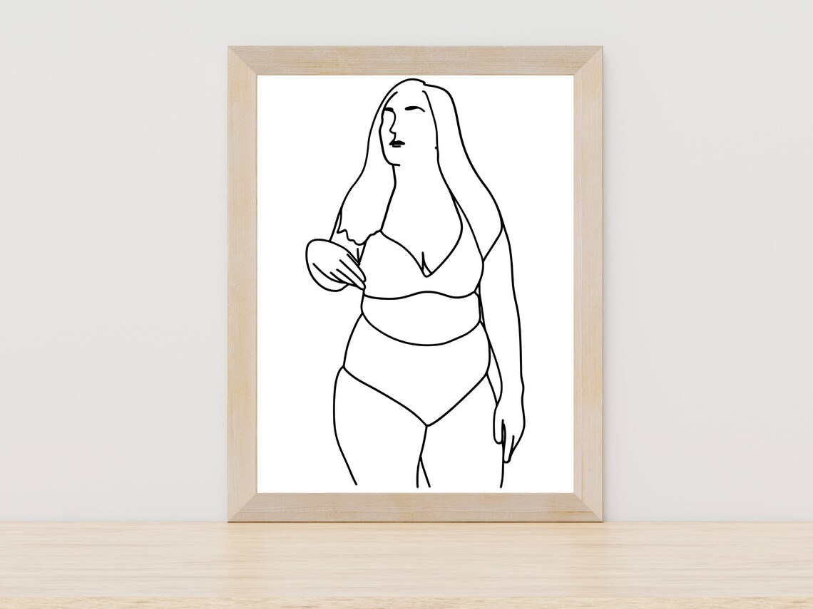 Confident Plus Size Woman Standing Line Art Body Positive Art Poster