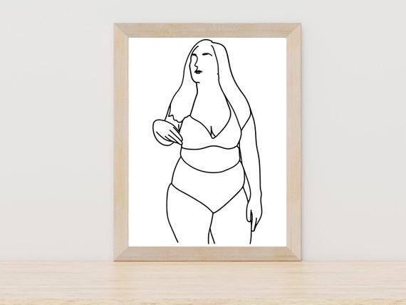 Body Positive Woman Line Art Curvy Woman Body Art Minimal Female Body Art Plus Size Woman Body Art Print Feminist Body Art Art