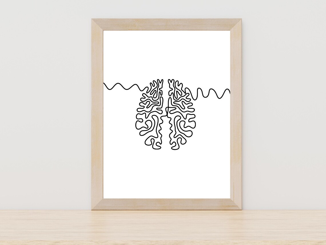 Human Brain Single Line Art Minimalist Anatomy Neurology Poster