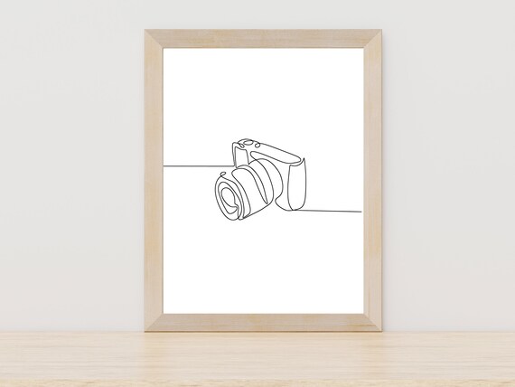 Minimalist DSLR Camera Line Art Poster