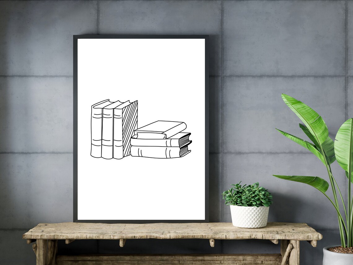Minimalist Book Line Art Reading Art Print - Image 3