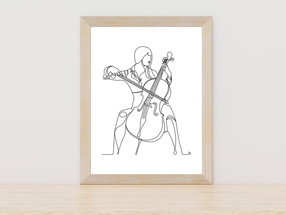 Cello Minimalist Black And White Art Print