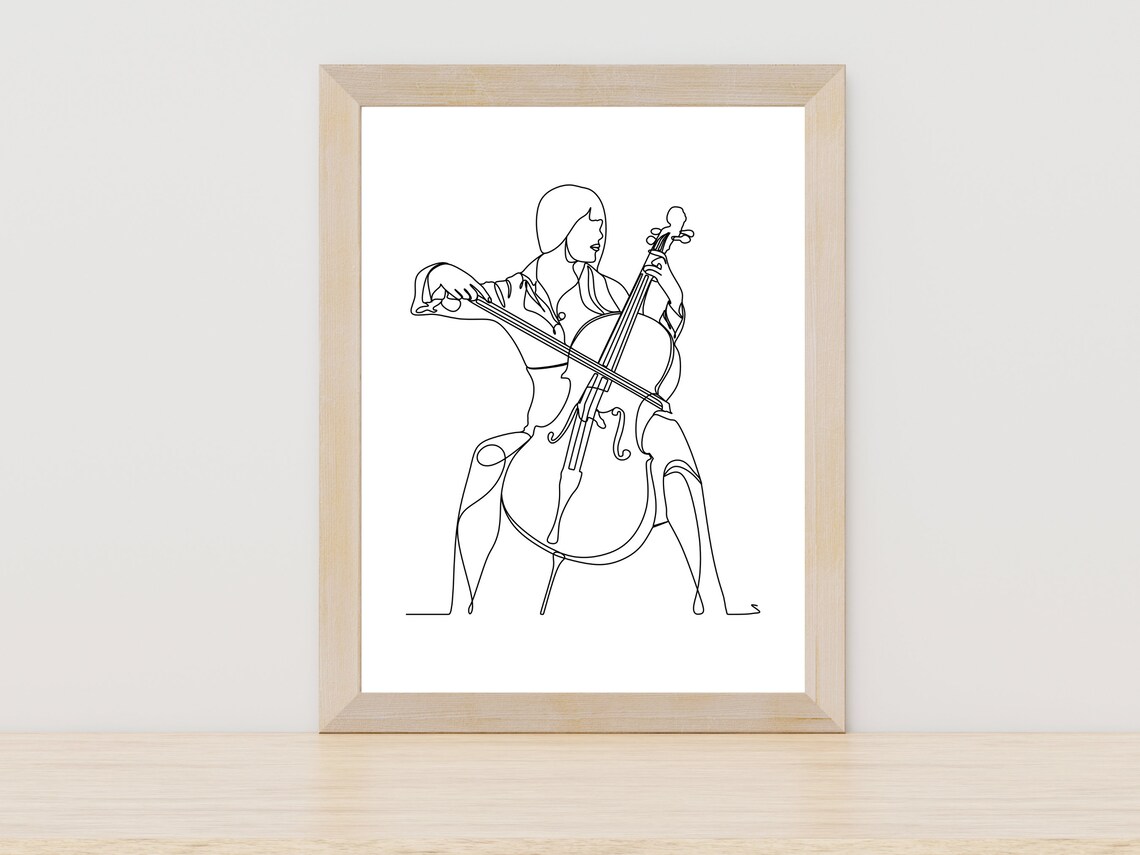 Cello Minimalist Black And White Art Print