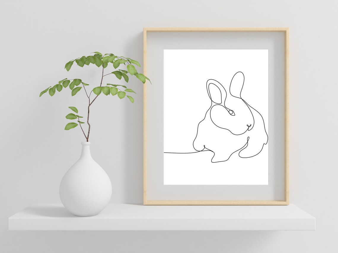 Bunny Line Art Abstract Rabbit Nursery Wall Art - Image 2