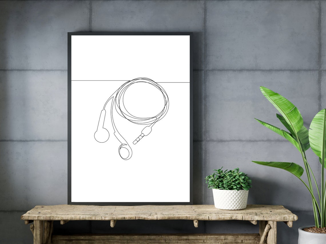Earbuds Line Art Poster Minimalist Music Poster Art Line Art Headphones Print Musician Wall Art Music Print Headphones Print Gamer Artwork - Image 3