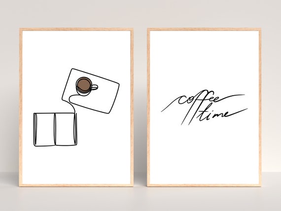 Coffee And Book Line Art Book Art Print Coffee Line Art Book Line Art Minimalist Coffee And Reading Lover Wall Art Gift For Reader Art