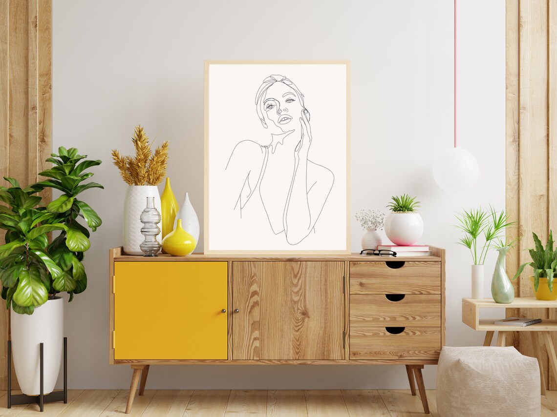 Woman Face Line Art Portrait Minimalist Feminine Beauty Drawing Poster - Image 4