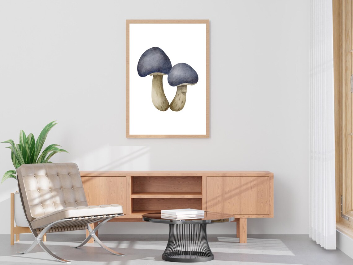 Mushroom Watercolor Painting Botanical Fungi Nature Wall Poster - Image 4