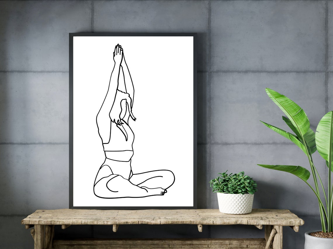 Yoga Line Art Yogi Yoga Poster Yoga Pose Yoga Print Yoga Studio Yoga Wall Decor Yoga Gift Boho Art Print Meditation Wall Decor Yoga - Image 3