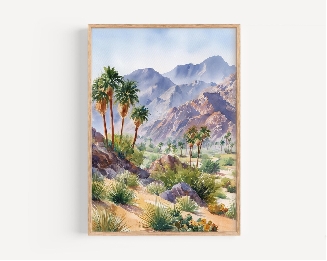 Palm Desert Watercolor Painting Springs Travel Poster