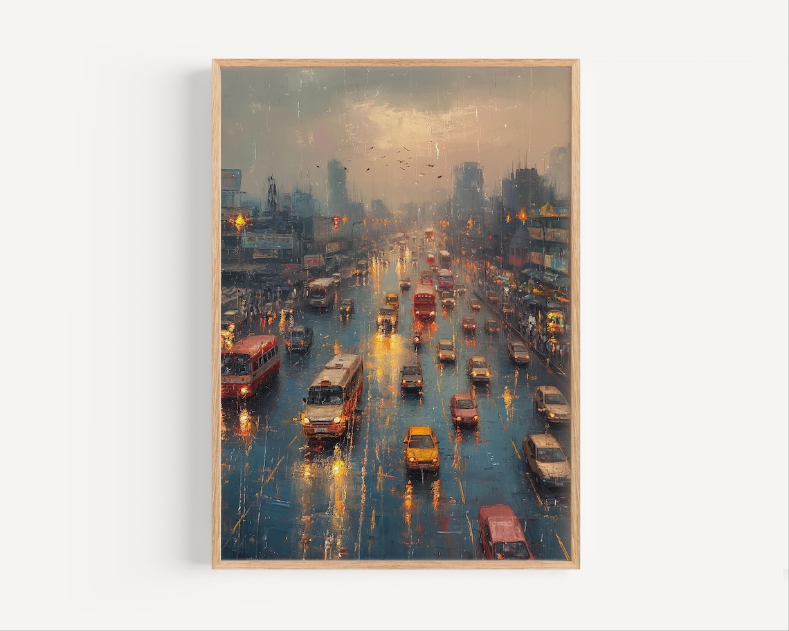 Mumbai, India Oil Painting Travel Poster Print