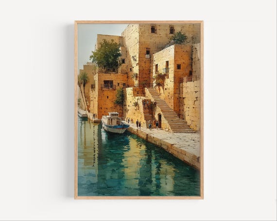 Tigris River Baghdad Watercolor Painting Iraq Poster Or Canvas Print Oil Paint Style Wall Decor