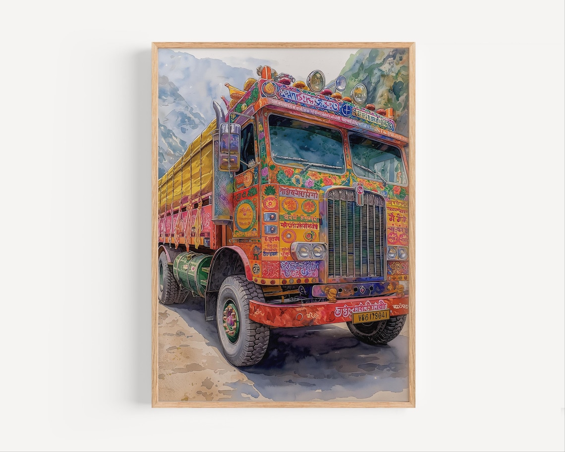 Pakistan Truck Art Watercolor Travel Poster Print