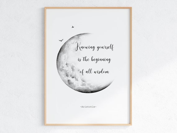 Personal Growth Poster Aristotle Quote Print Positive Mindset Inner Peace Wall Art Knowing Yourself Quote
