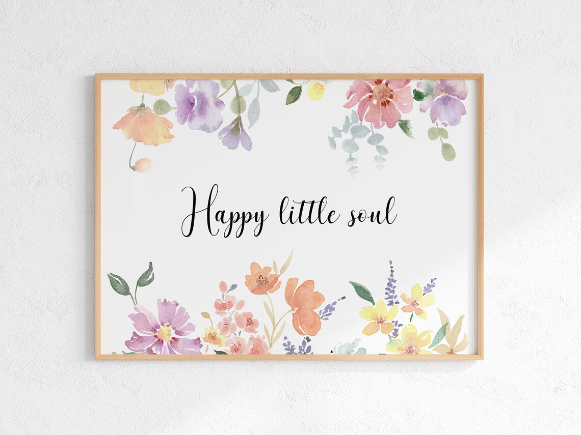 Happy Little Soul Wildflower Nursery Quote Blush Meadow Poster - Image 3