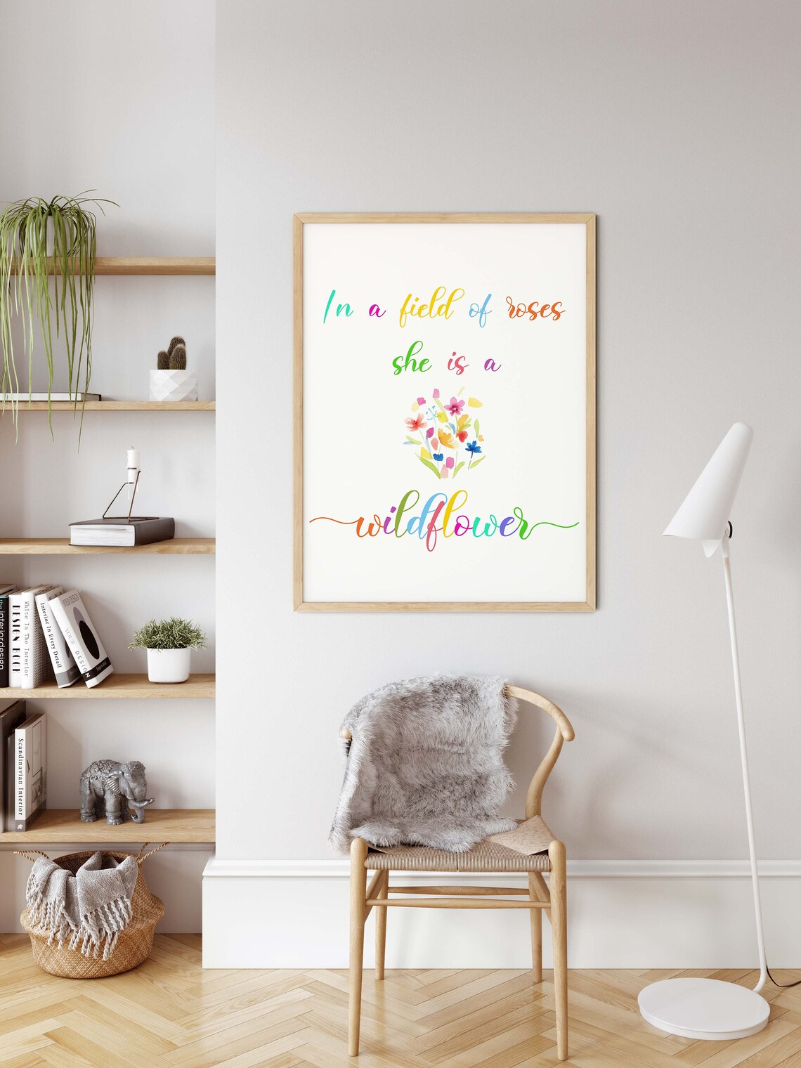 Colorful Quote Poster For Girls Room In A Field Of Roses She Is A Wildflower Print Bright Playroom Art - Image 2