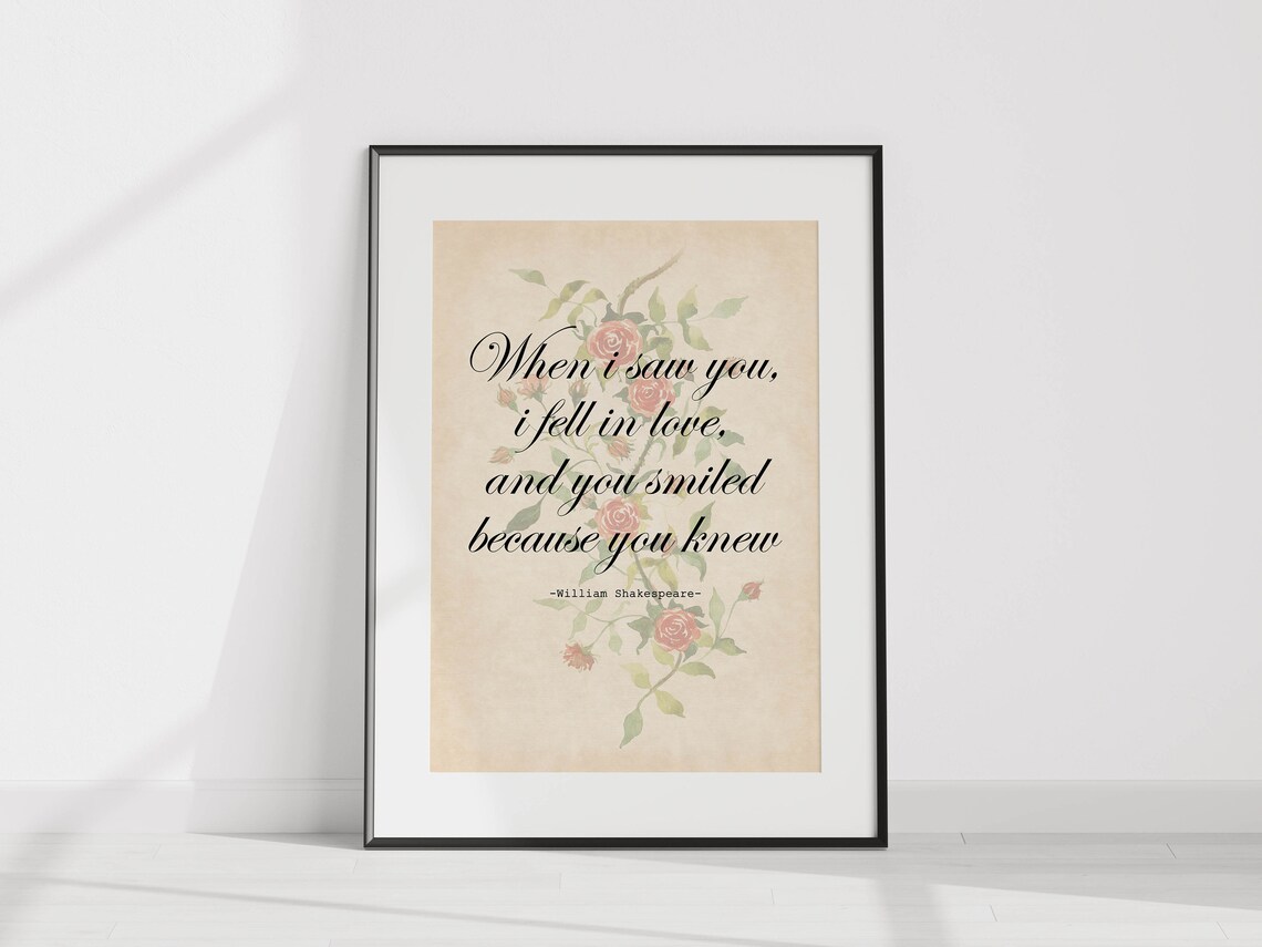 When I Saw You I Fell in Love Shakespeare Rose Vintage Poster - Image 2