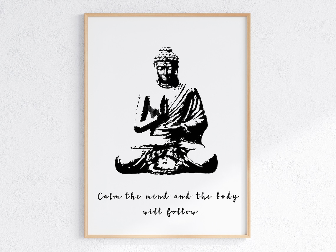 Black And White Buddha Zen Quote Art Print