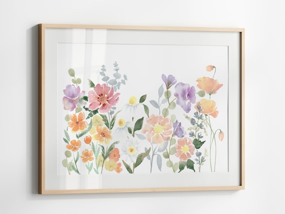 Floral Watercolor Wildflower Art Print, Botanical