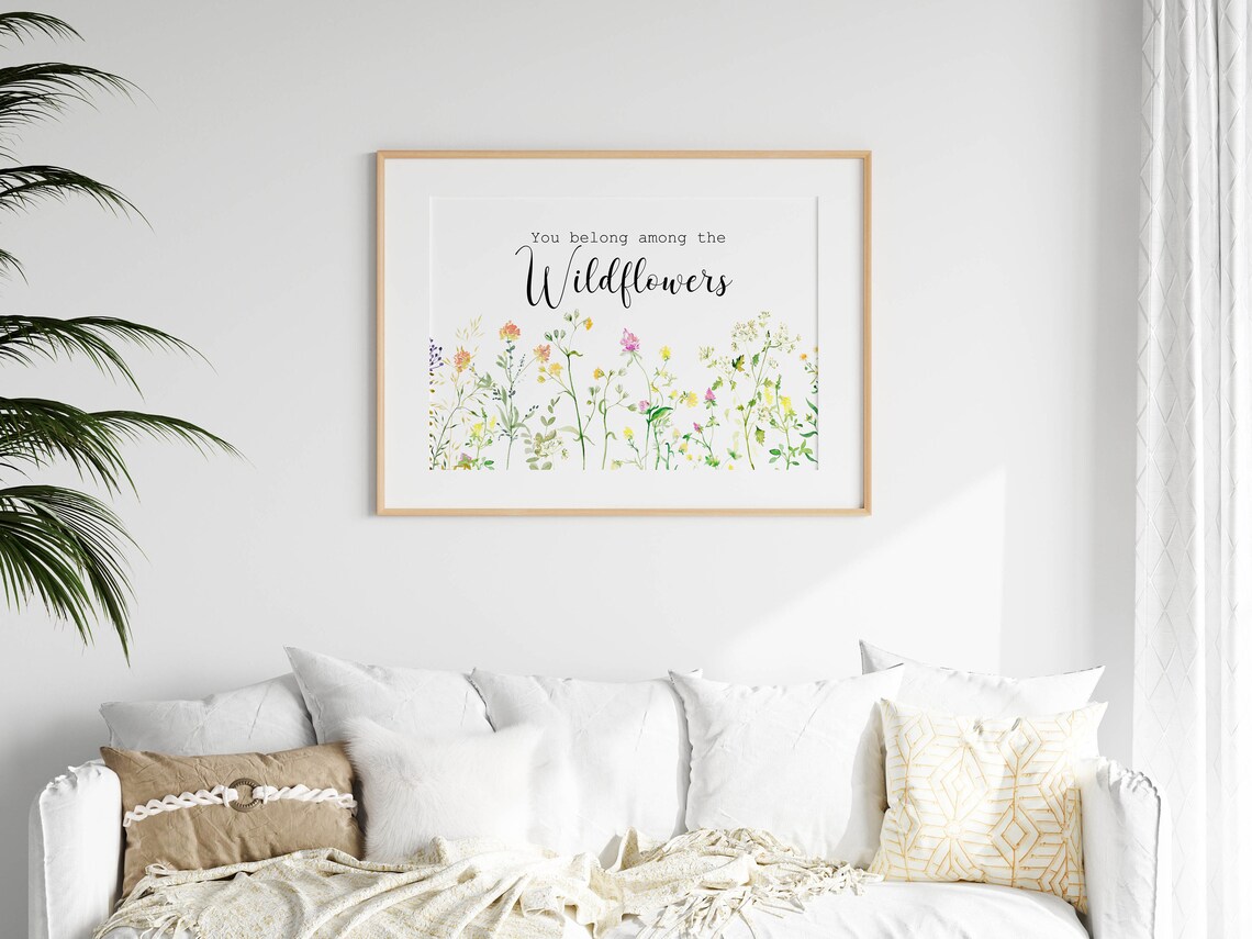 You Belong Among The Wildflowers Quote Floral Watercolor Poster - Image 2