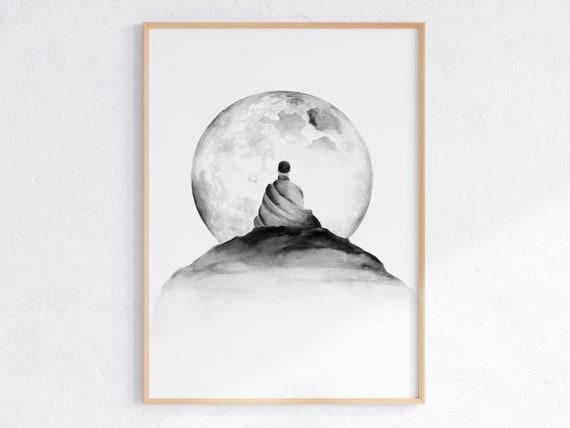Buddha Meditation Moon Meditation Art Print