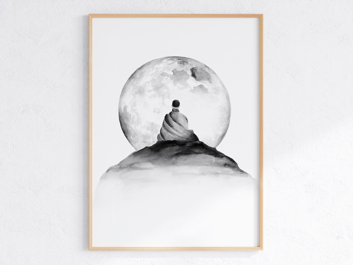 Buddha Meditation Moon Meditation Art Print