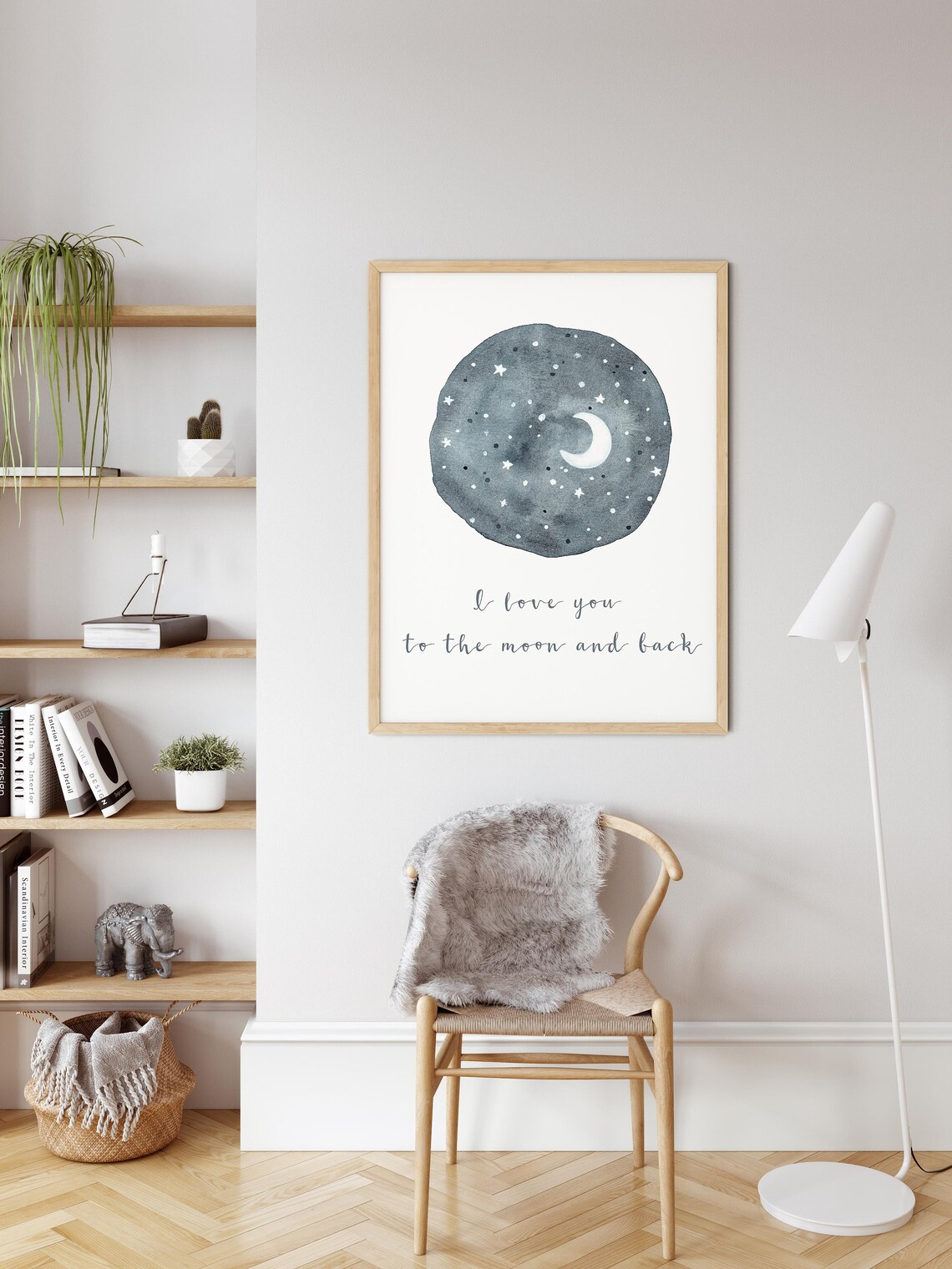 I Love You to the Moon and Back Navy Starry Night Watercolor Poster - Image 3