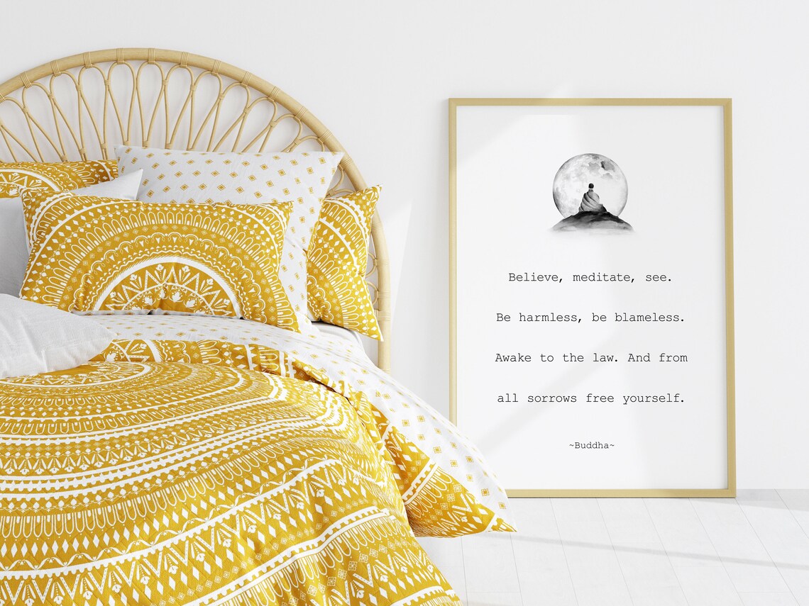 Buddha Believe Meditate See Moonlight Meditation Quote Poster - Image 2
