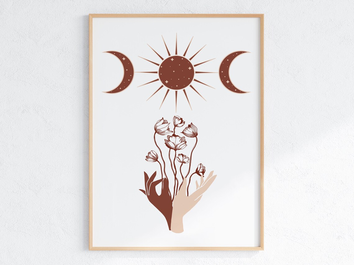 Boho Celestial Sun And Moon Poster Print - Image 2