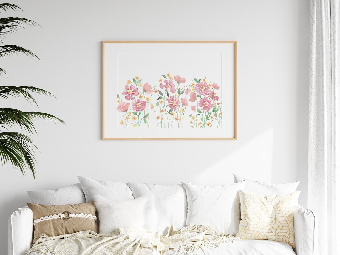 Wildflower Watercolor Floral Art Print, Horizontal - Image 2