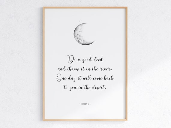 Law Of Attraction Poster Rumi Quote Print Positive Affirmations Wall Art Inspirational Quote About Karma