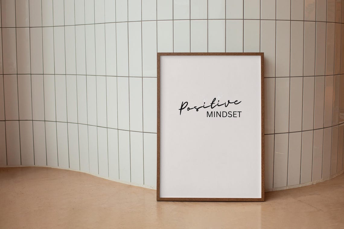 Positive Mindset Minimalist Script Poster Elegant Cream Statement - Image 4