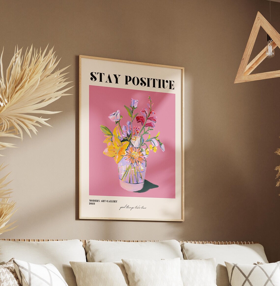 Stay Positive Floral Still Life Poster Modern Art Gallery 2024 Exhibit - Image 2