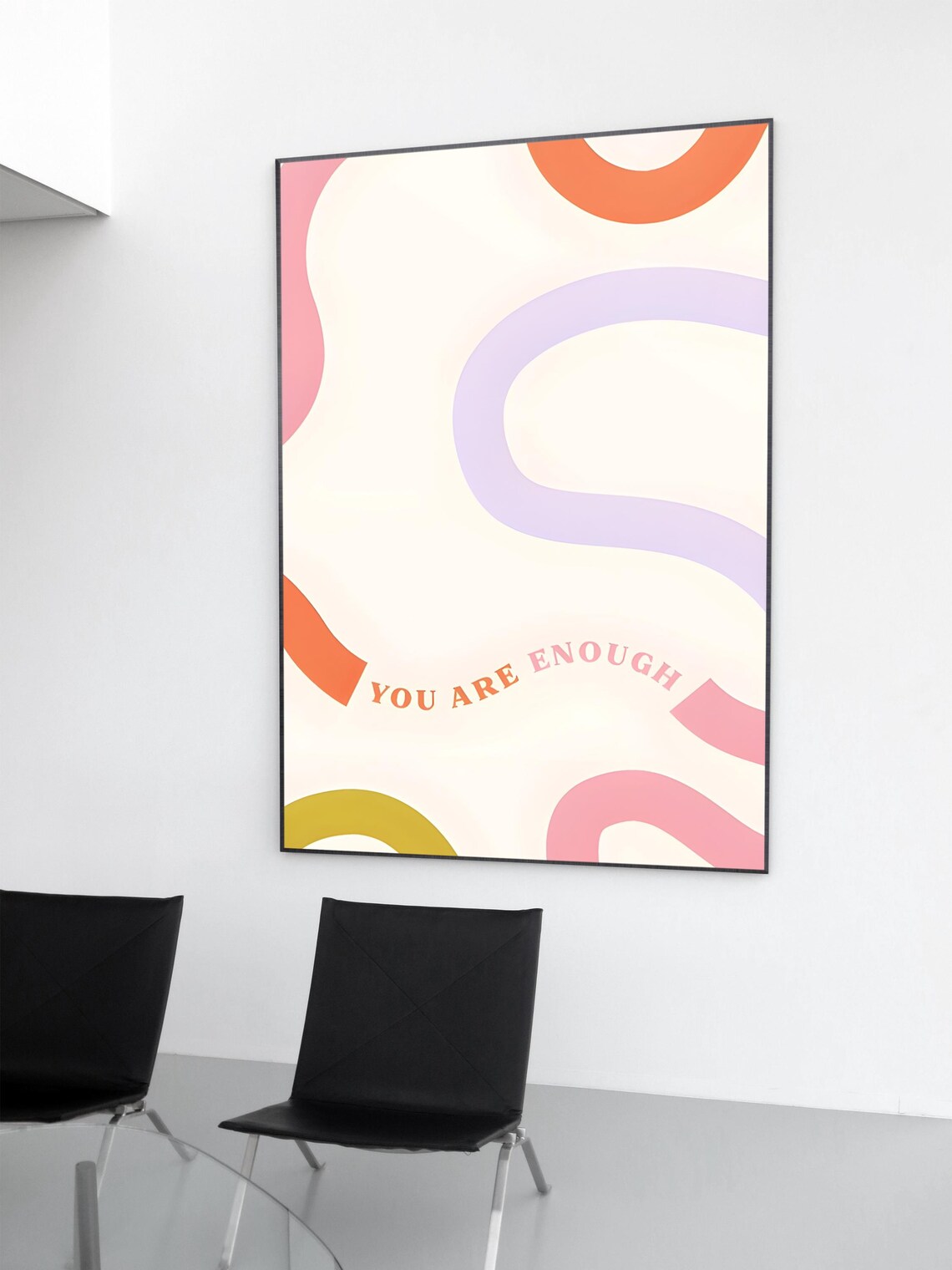 You Are Enough Pastel Squiggle Quote Poster Self Love Affirmation Decor - Image 2