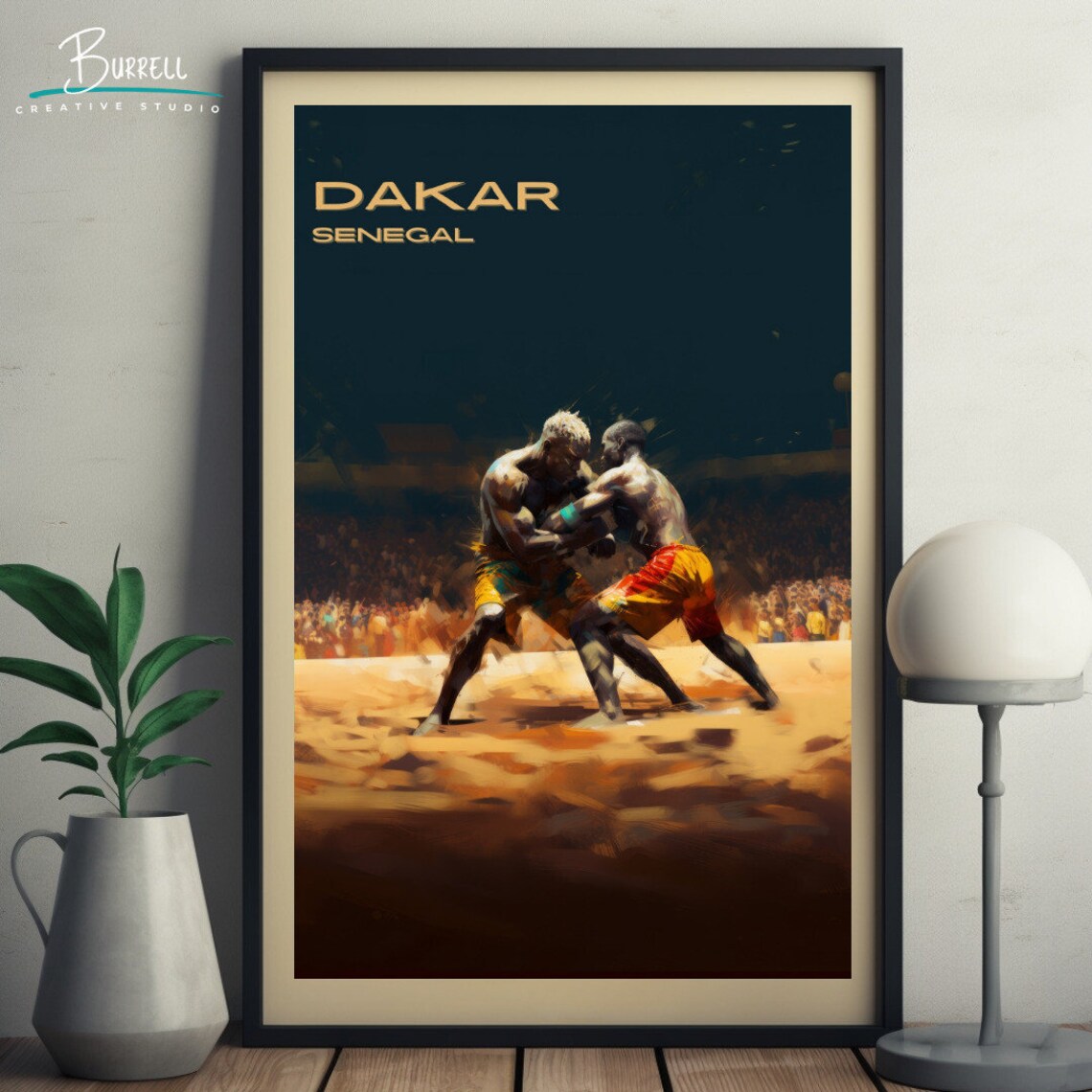 Dakar Senegal Traditional Wrestling Night Sand Arena Scene Poster - Image 5