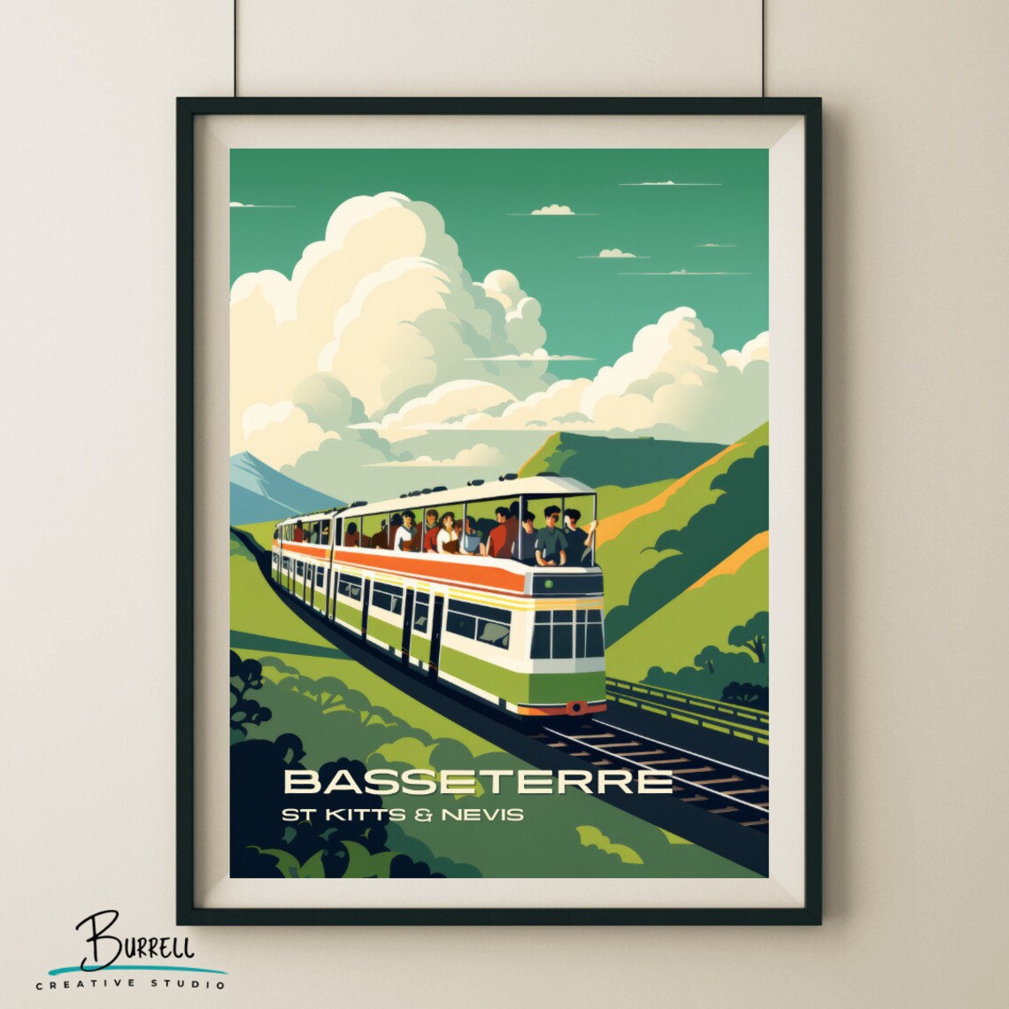 Basseterre Saint Kitts Scenic Railway Train Vintage Travel Poster - Image 4