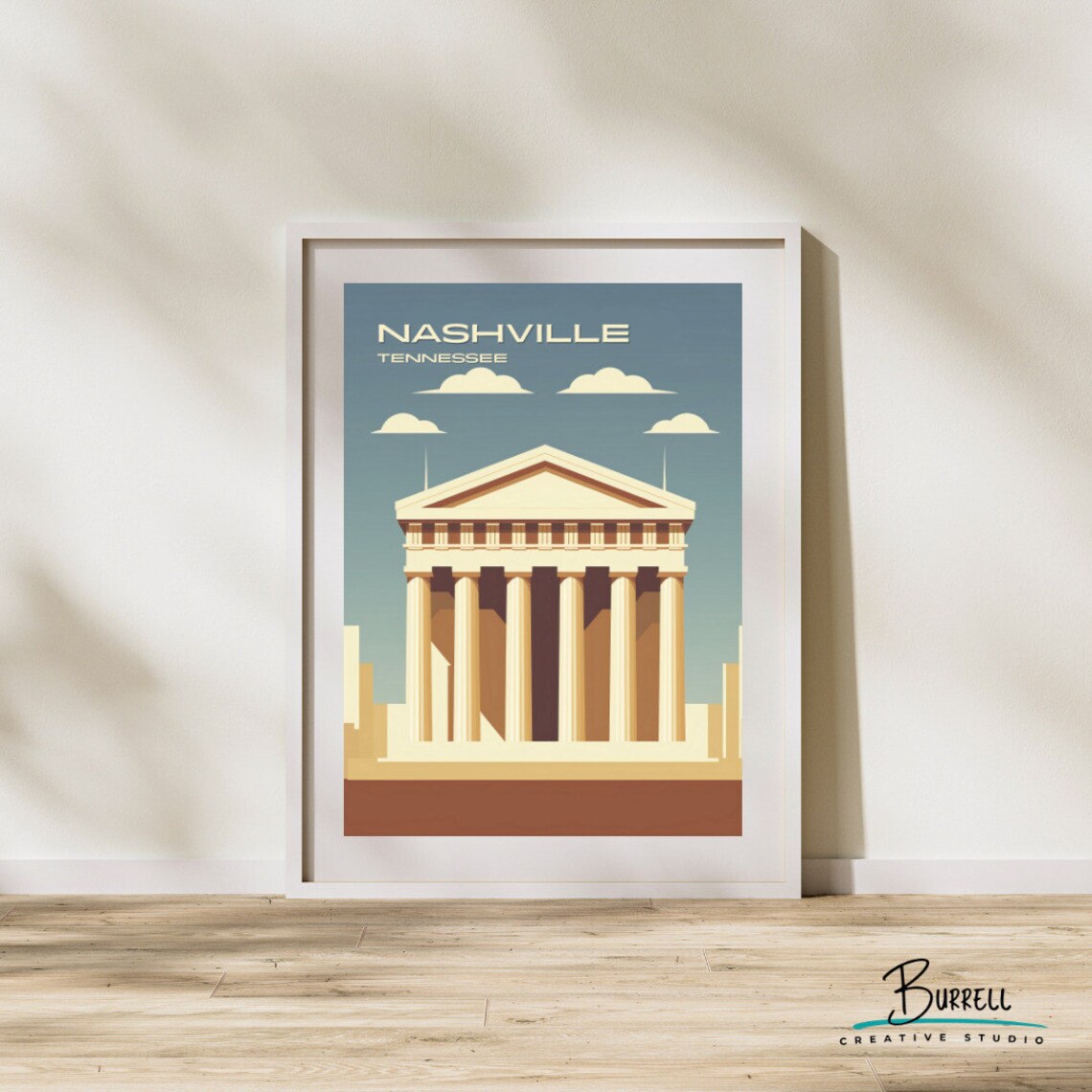 Nashville Tennessee Parthenon Greek Temple Illustration Travel Poster