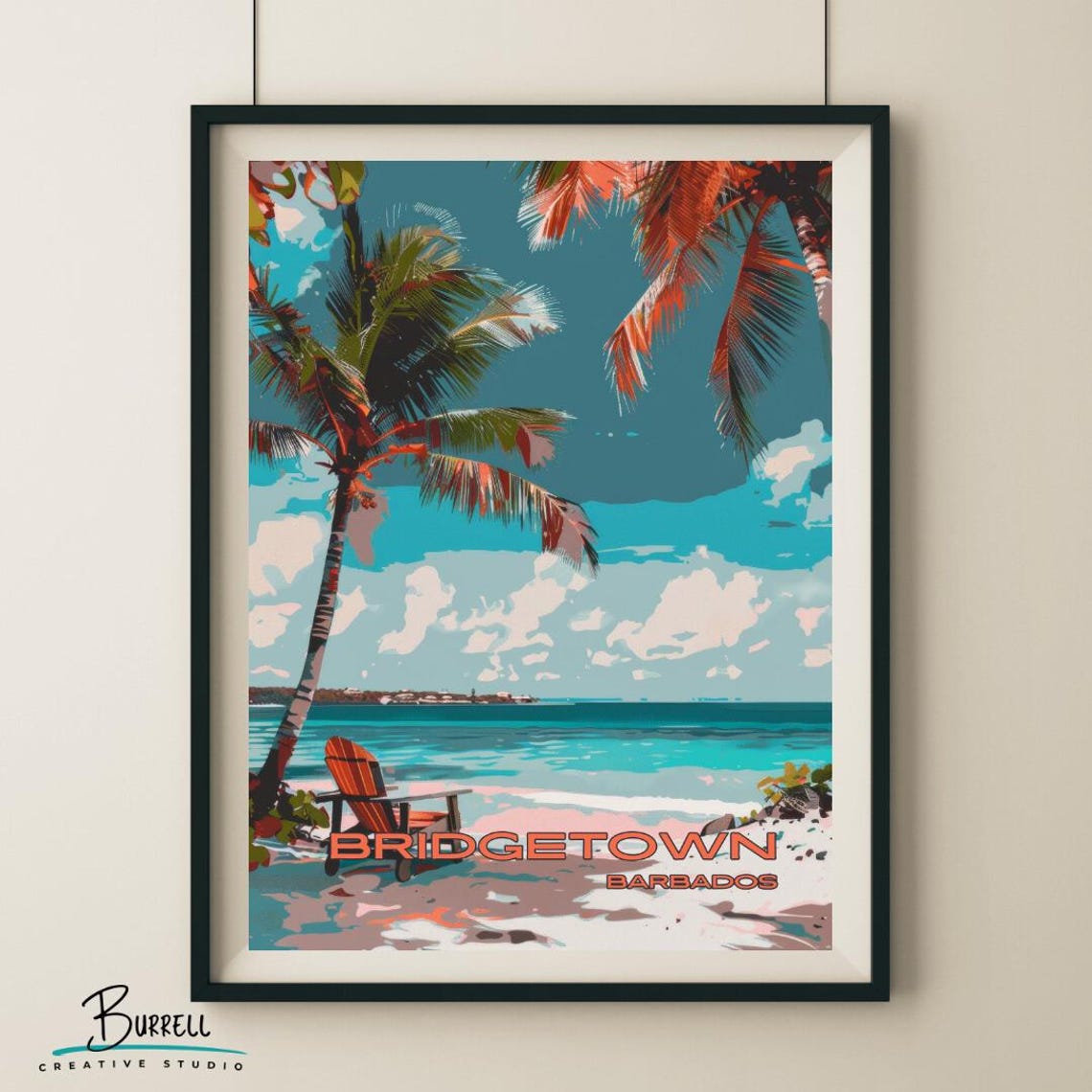Bridgetown Barbados Beach View Travel Poster Wall Art Poster Print