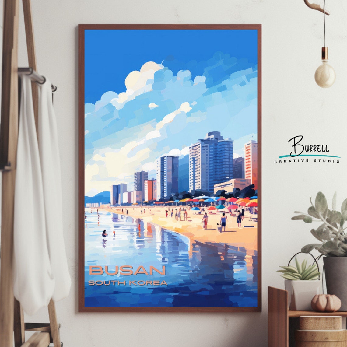 Busan South Korea Haeundae Beach Towers Crowded Sand Umbrellas Poster - Image 4