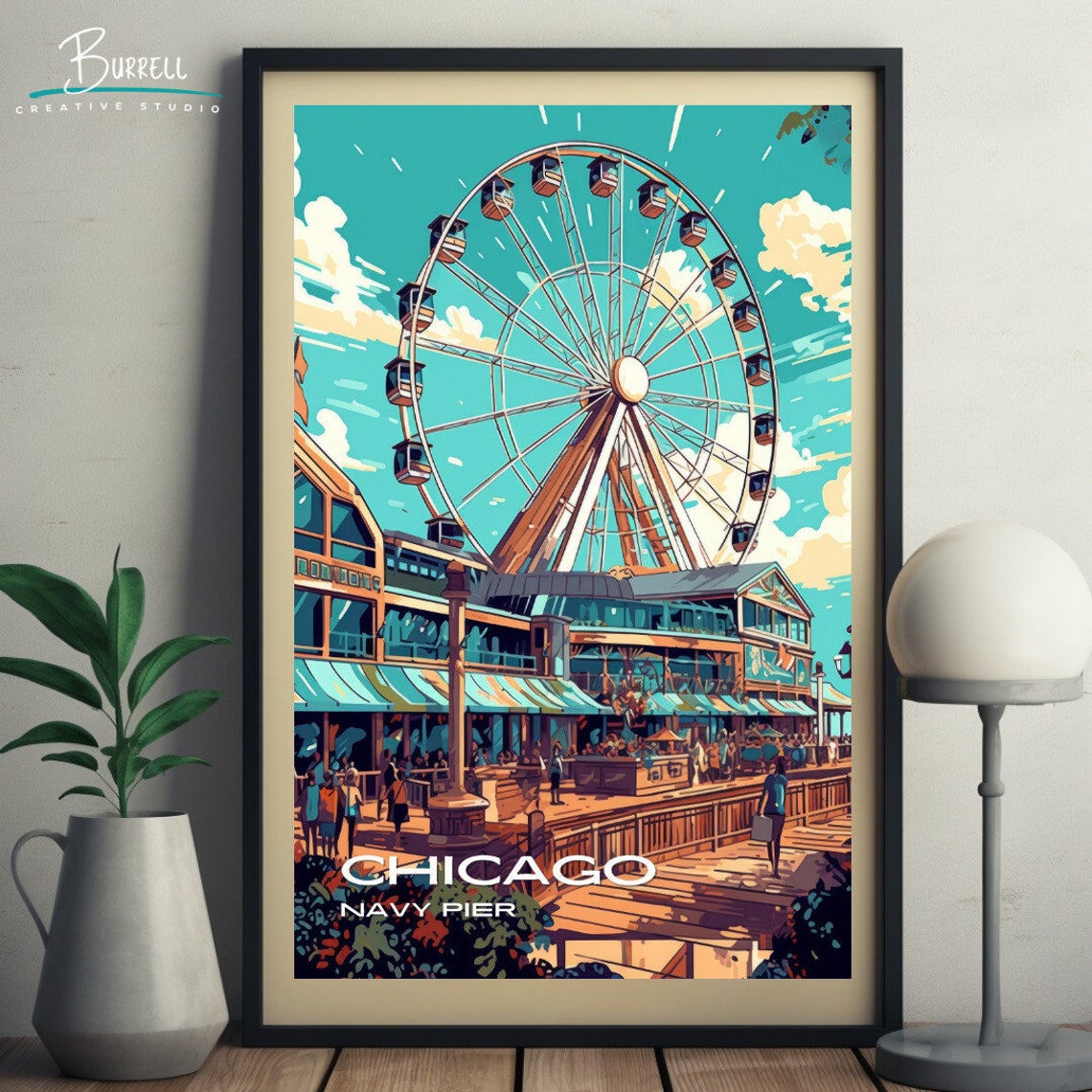 Chicago Illinois Navy Pier Ferris Wheel Summer Fun Boardwalk Poster - Image 5