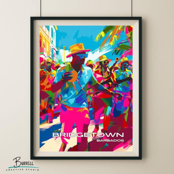 Bridgetown Barbados Carnival Travel Poster Wall Art Poster Print