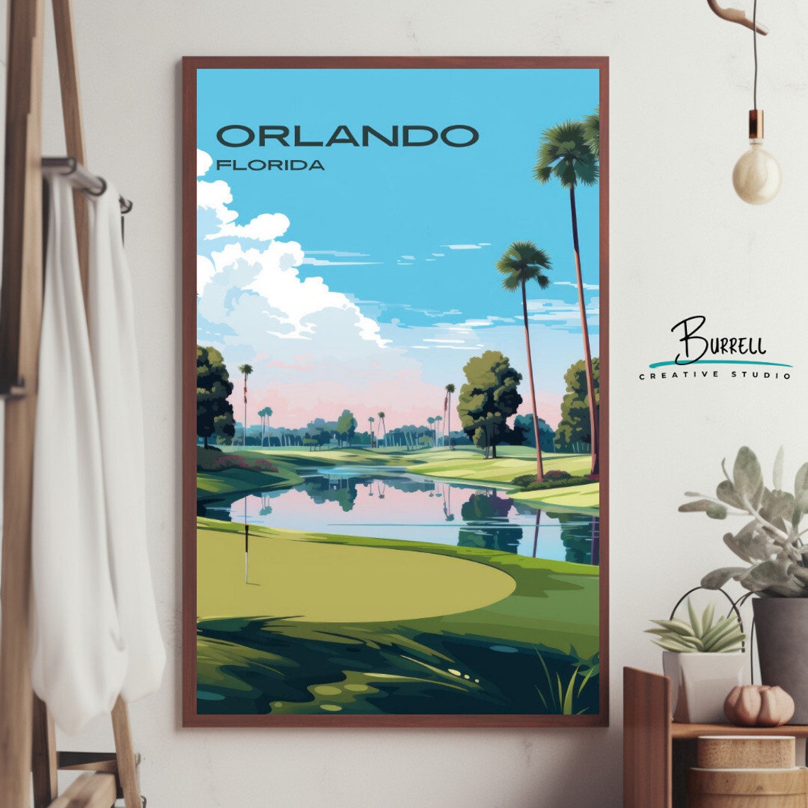 Orlando Florida Golf Course Palms Water Hazard Fairway Poster - Image 4
