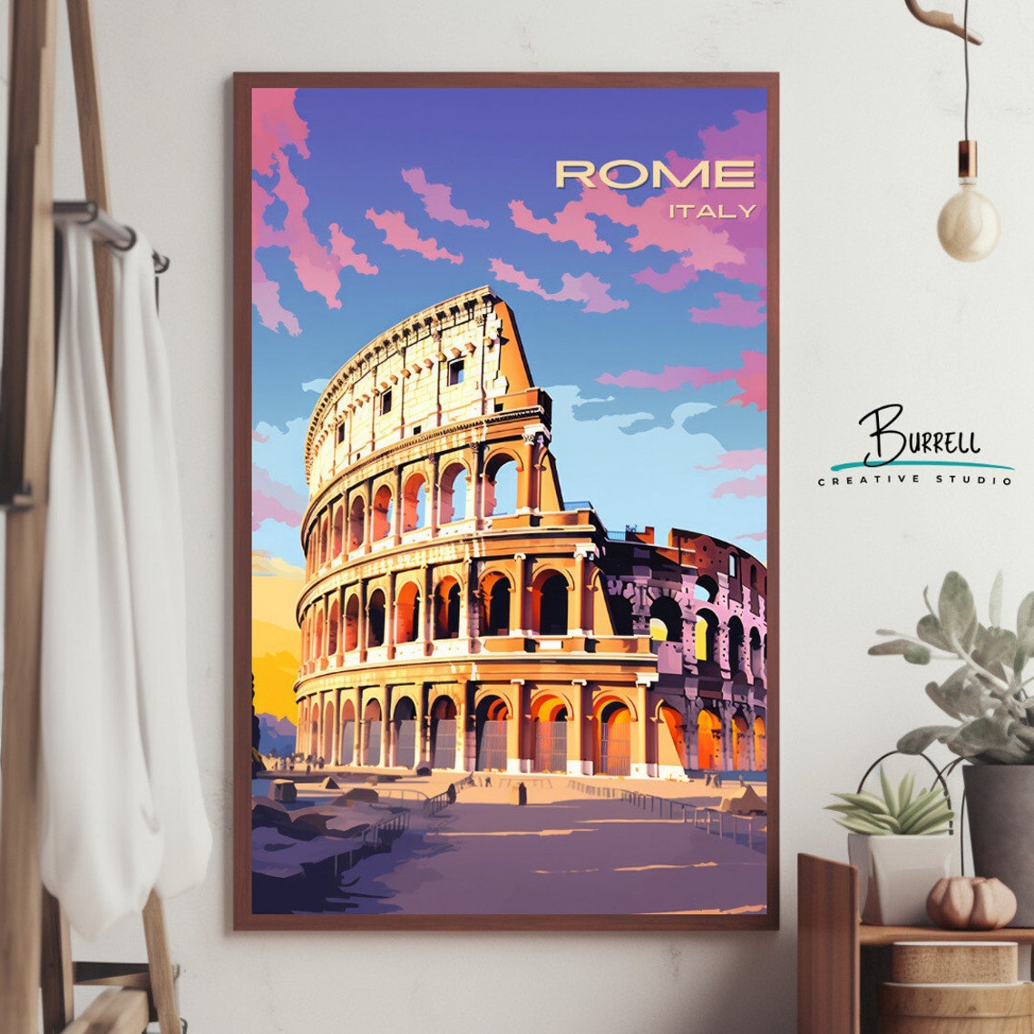 Rome Italy Colosseum at Sunset Ancient Arena Landmark Art Poster - Image 4