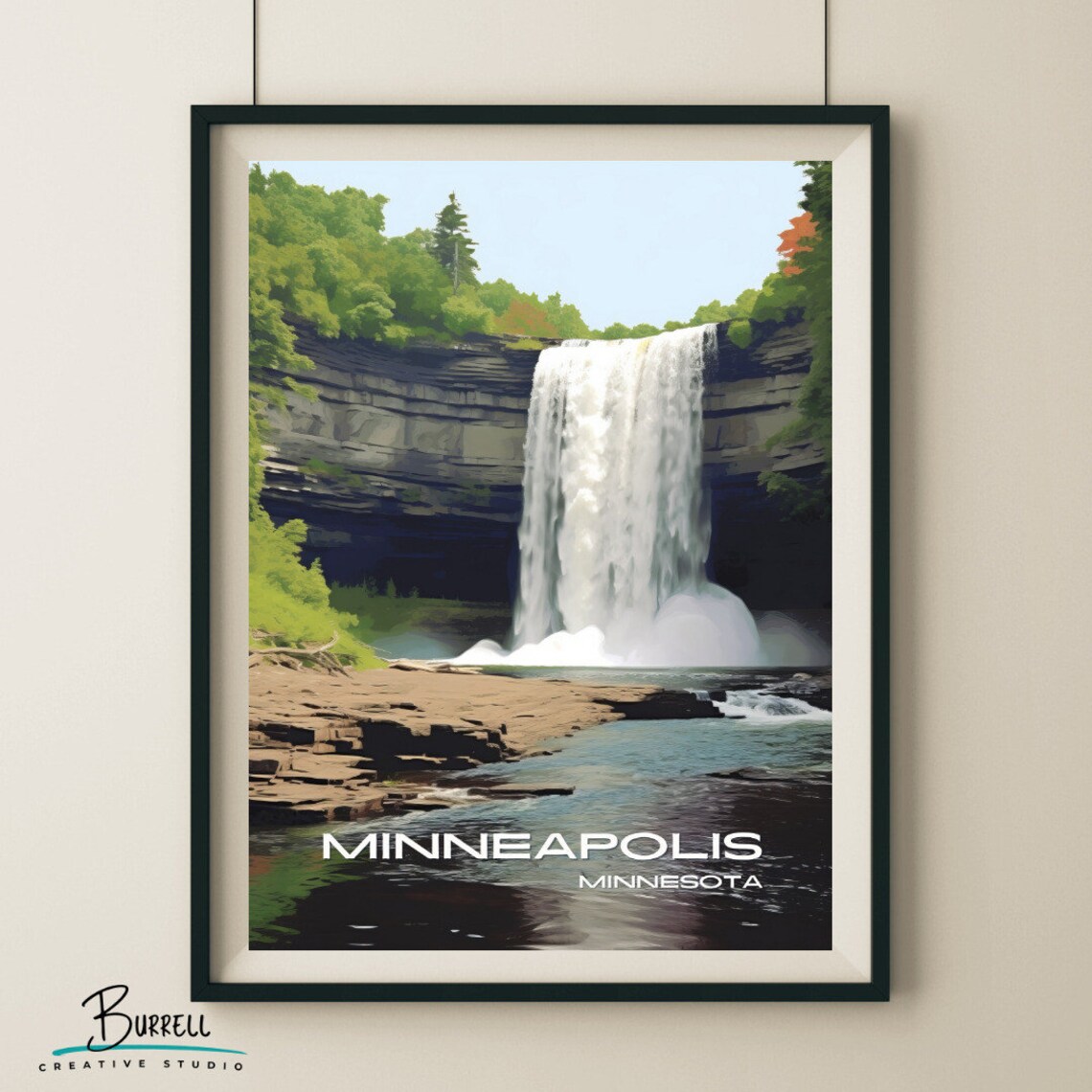 Minneapolis Minnesota Minnehaha Falls Travel Poster