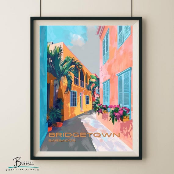 Bridgetown Barbados Island Life Travel Poster Wall Art Poster Print