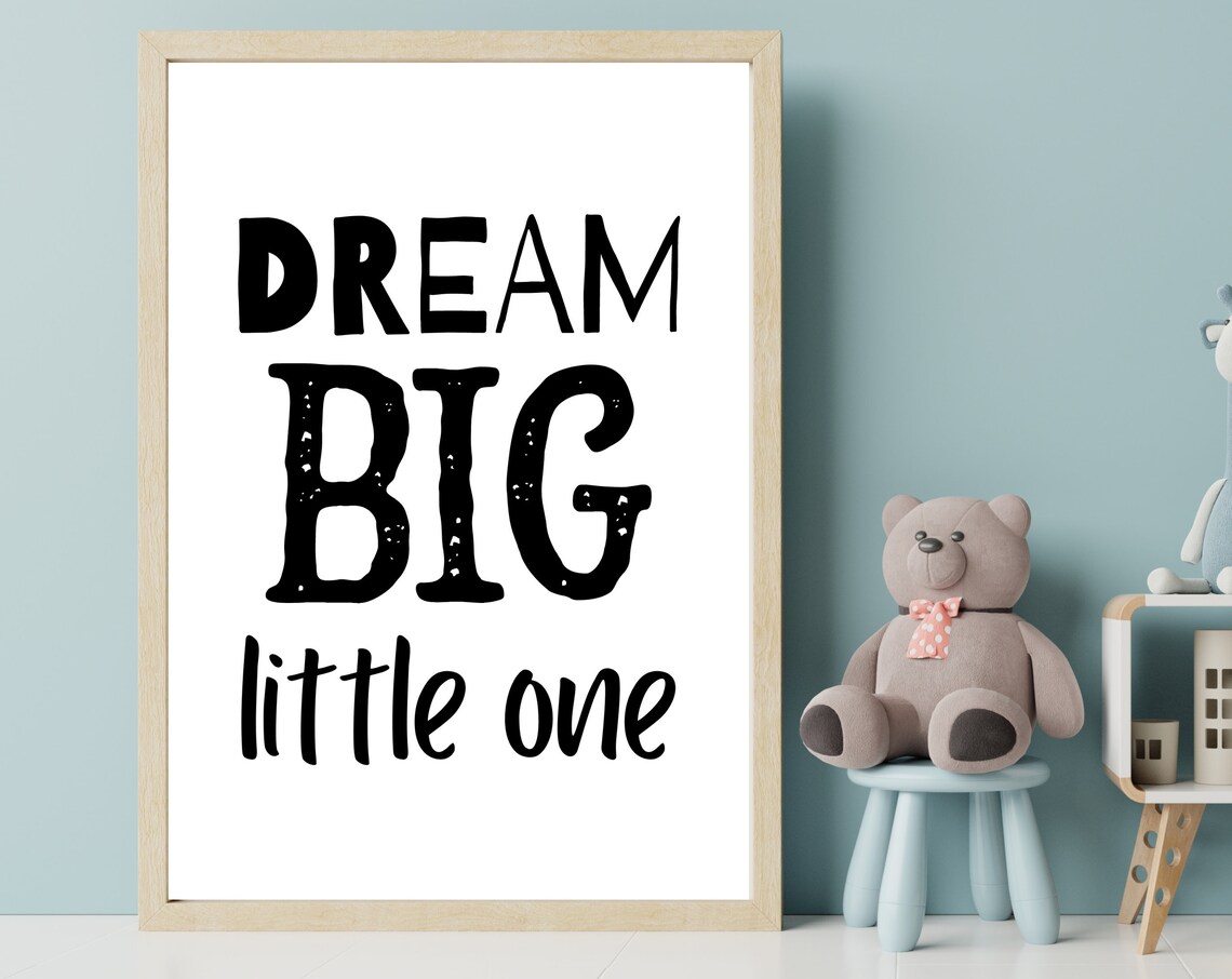 Dream Big Little One Playful Block Letter Nursery Quote Poster - Image 5