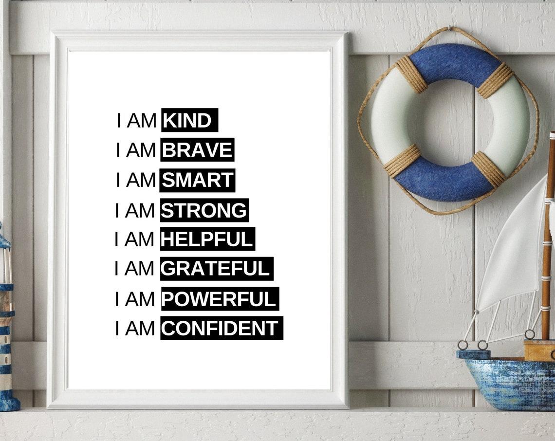 I Am Kind Brave Smart Strong Kids Affirmations Highlight Poster