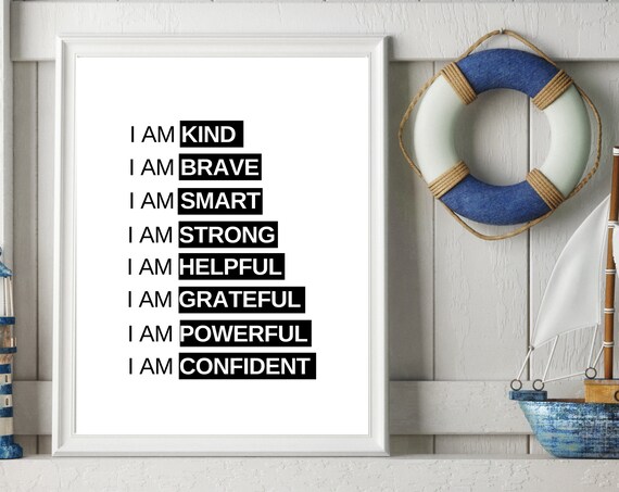 I Am Kind Brave Smart Strong Kids Affirmations Highlight Poster