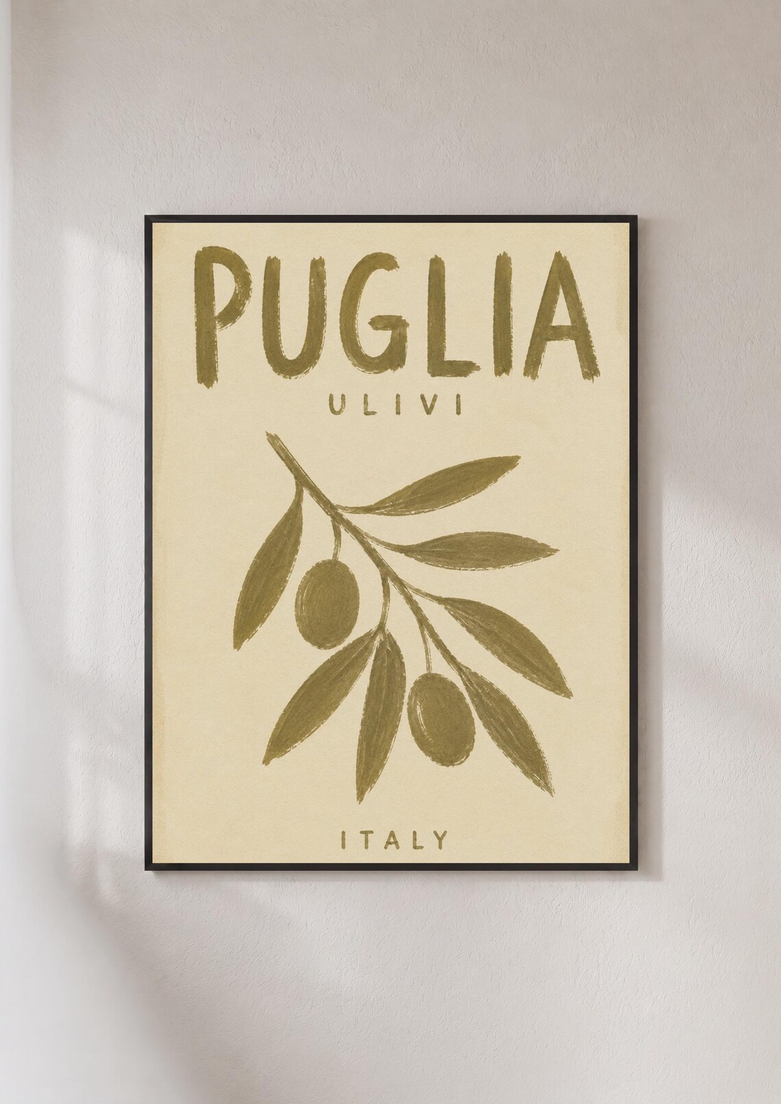 Puglia Italy Olive Branch Vintage Travel Poster