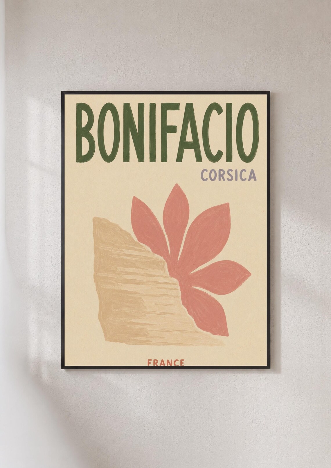 Bonifacio Corsica Travel Poster, Retro Mediterranean Print